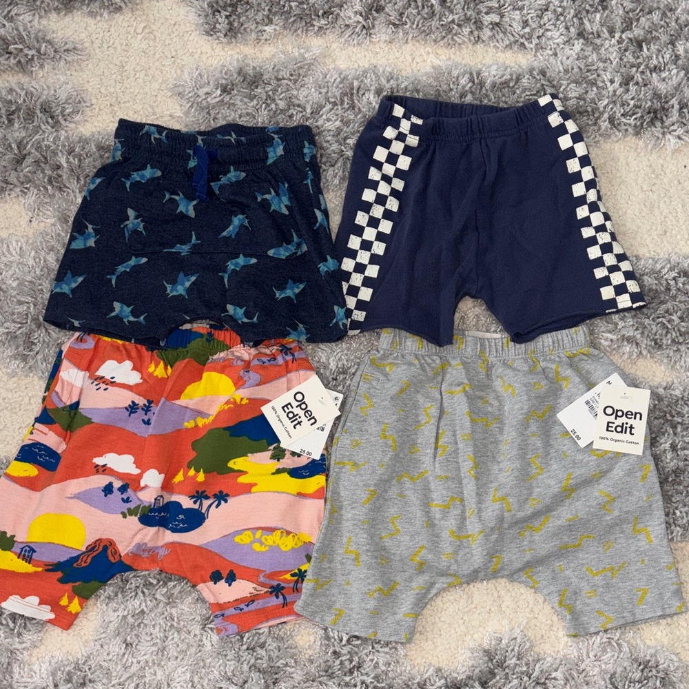 Bundle of 4 Little Boys Cotton Shorts in Variety of Colors